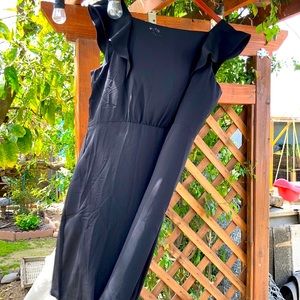 LOFT flutter black dress 14 mid-length